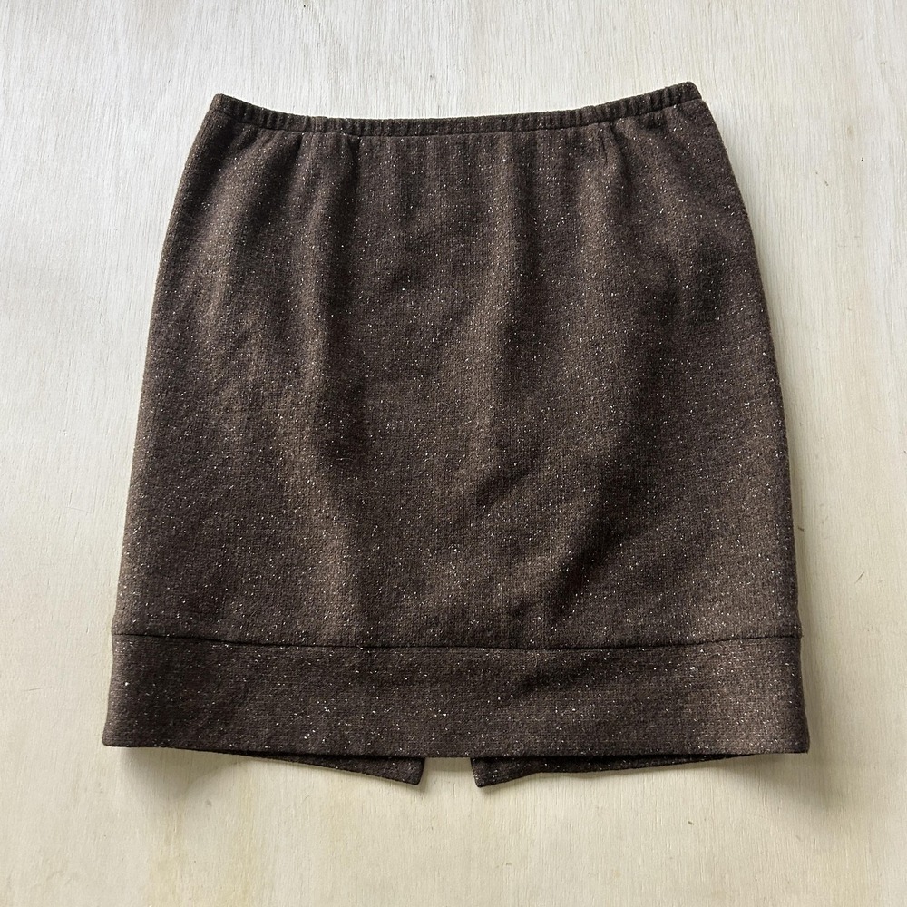 Emmelle Skirt Womens XL Brown Tweed Wool Pencil Knee Length Lined Workwear